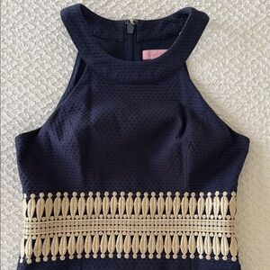 Lilly Pulitzer Navy Dress with Gold Detailing
